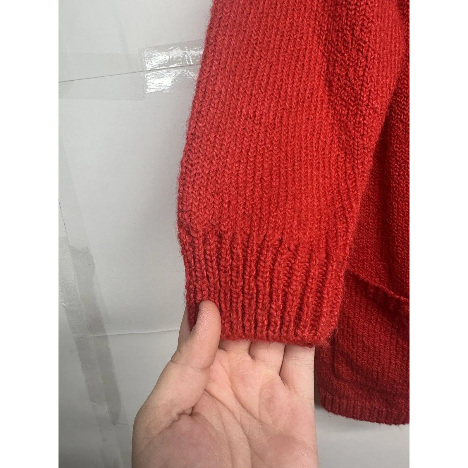 Huntington Ridge Women’s Medium Red Open Front Cardigan Sweater 100% Acrylic - Image 3