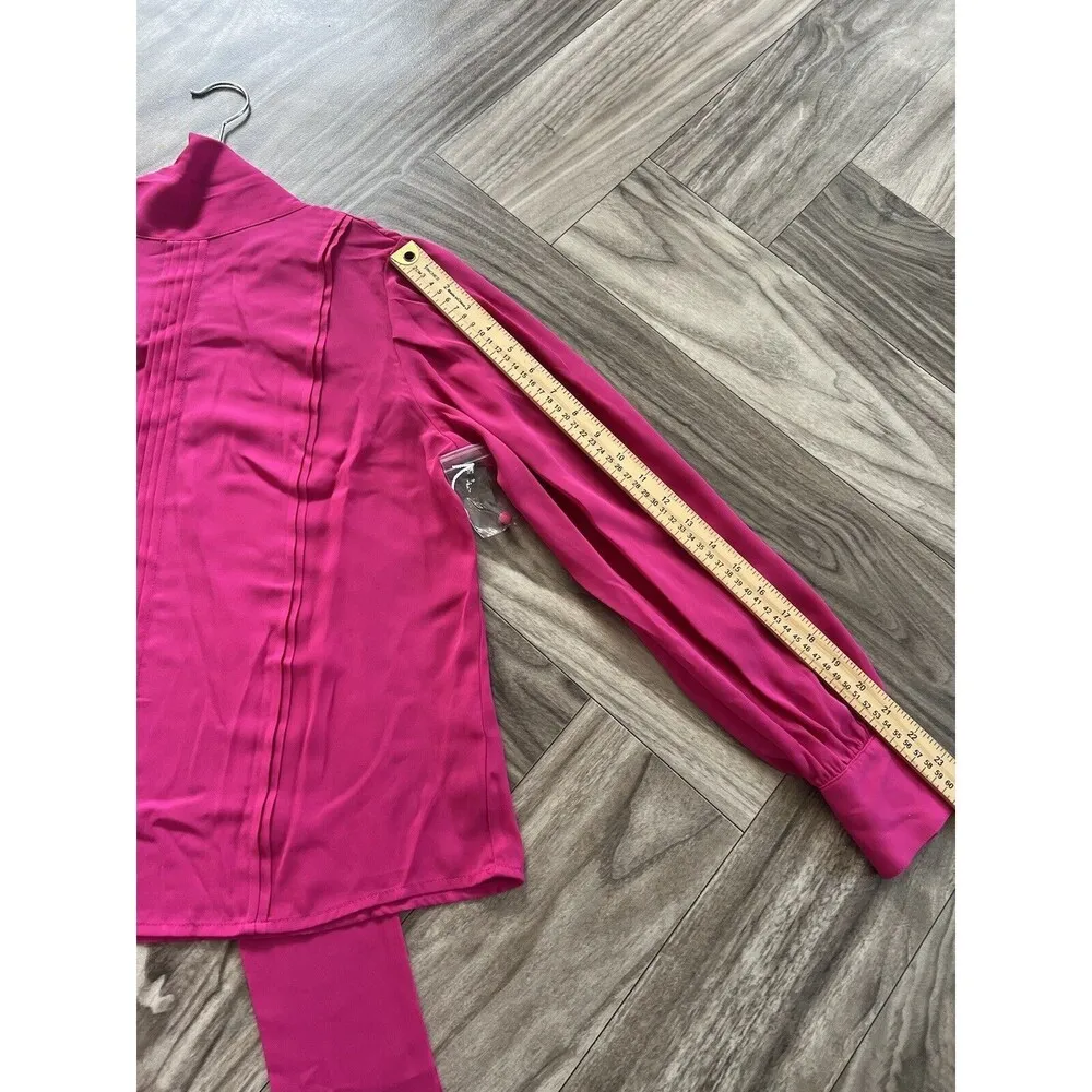Worthington XS Fuchsia Pink Womans Dress Tie Back Blouse Top - Image 8