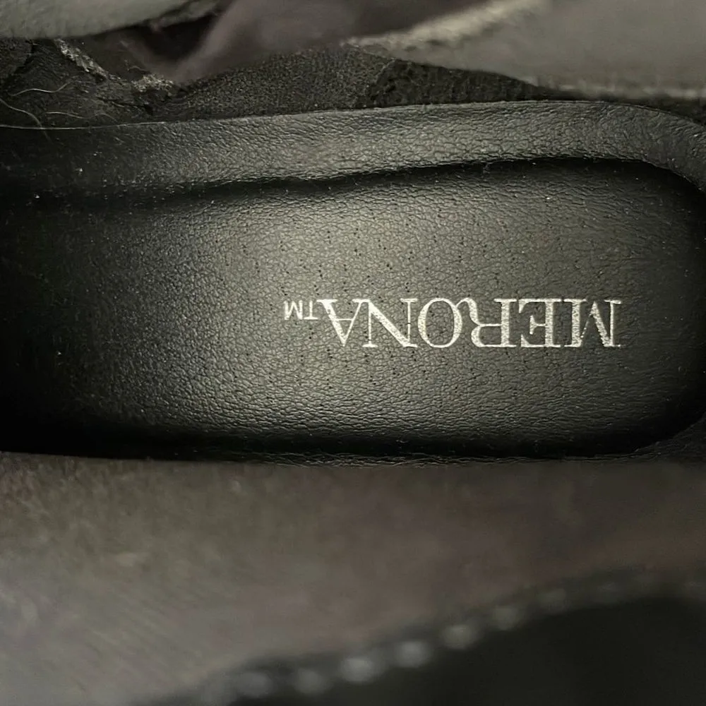 Merona Faux Suede Ankle Boots Heeled Size 7 Black‎ Lace Up Zip - Image 9