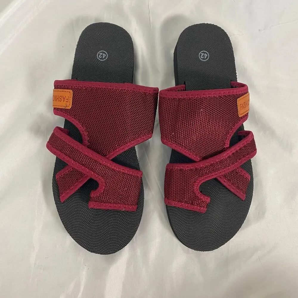 NEW Black Purple Burgundy Mesh Sport Athletic Sandals / Flip Flops EU 42 US 11.5 - Image 4