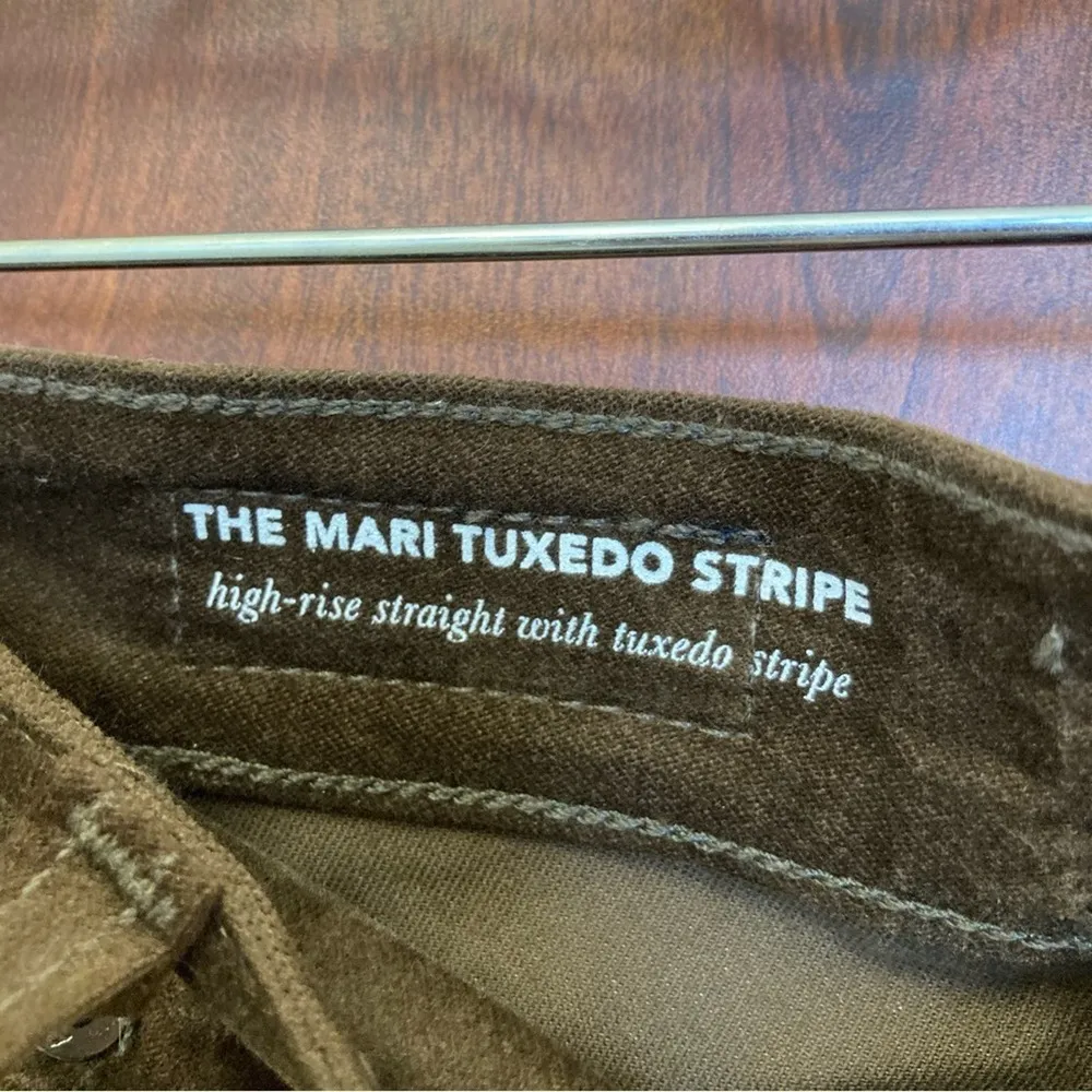ADRIANO GOLDSCMIED Mari Tuxedo Stripe Jeans Brown Velvet Size 25 - Image 5