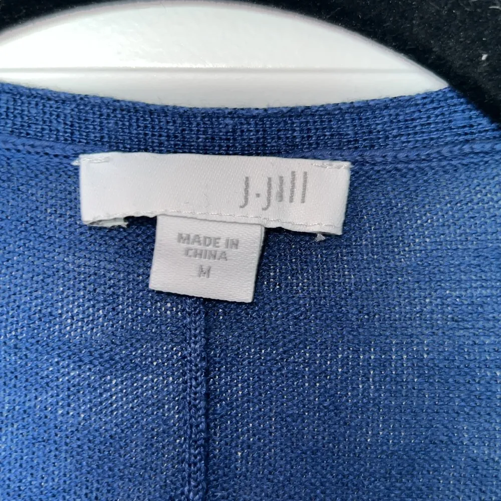 J.Jill Blue Linen Blend 3/4 Sleeve Open Front Cardigan Sweater M Size M - Image 2
