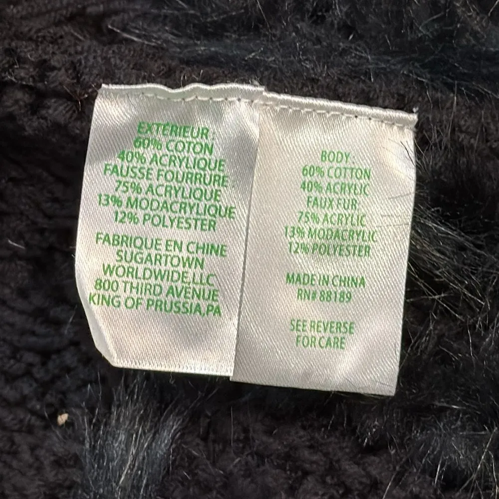 NWOT Lilly Pulitzer Womens Trinette‎ Black Open Front Faux Fur Trim Collar XXS - Image 8