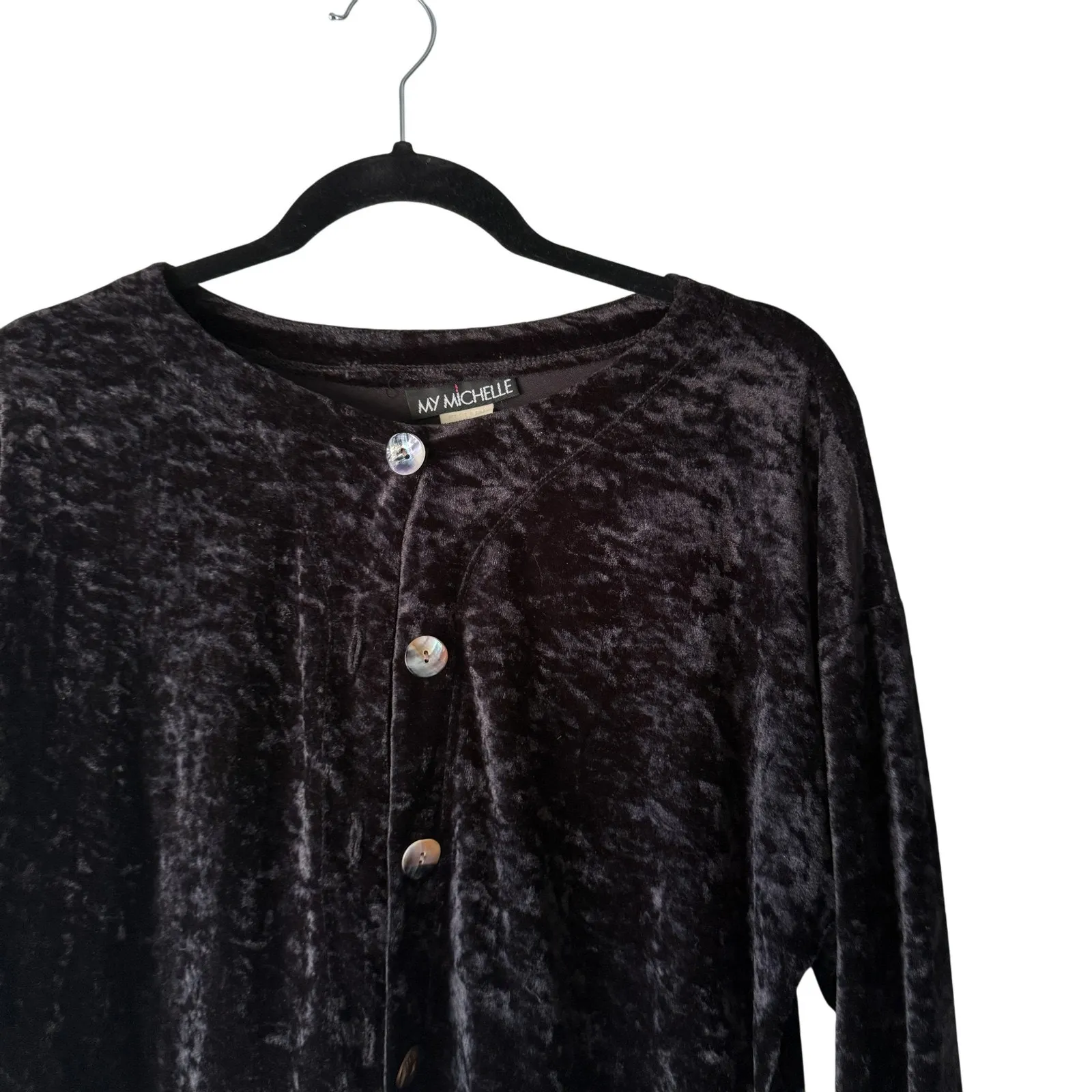 My Michelle Sweater Vintage‎ 90s Small Velvet Button Up Grunge Whimisgoth Witchy - Image 2