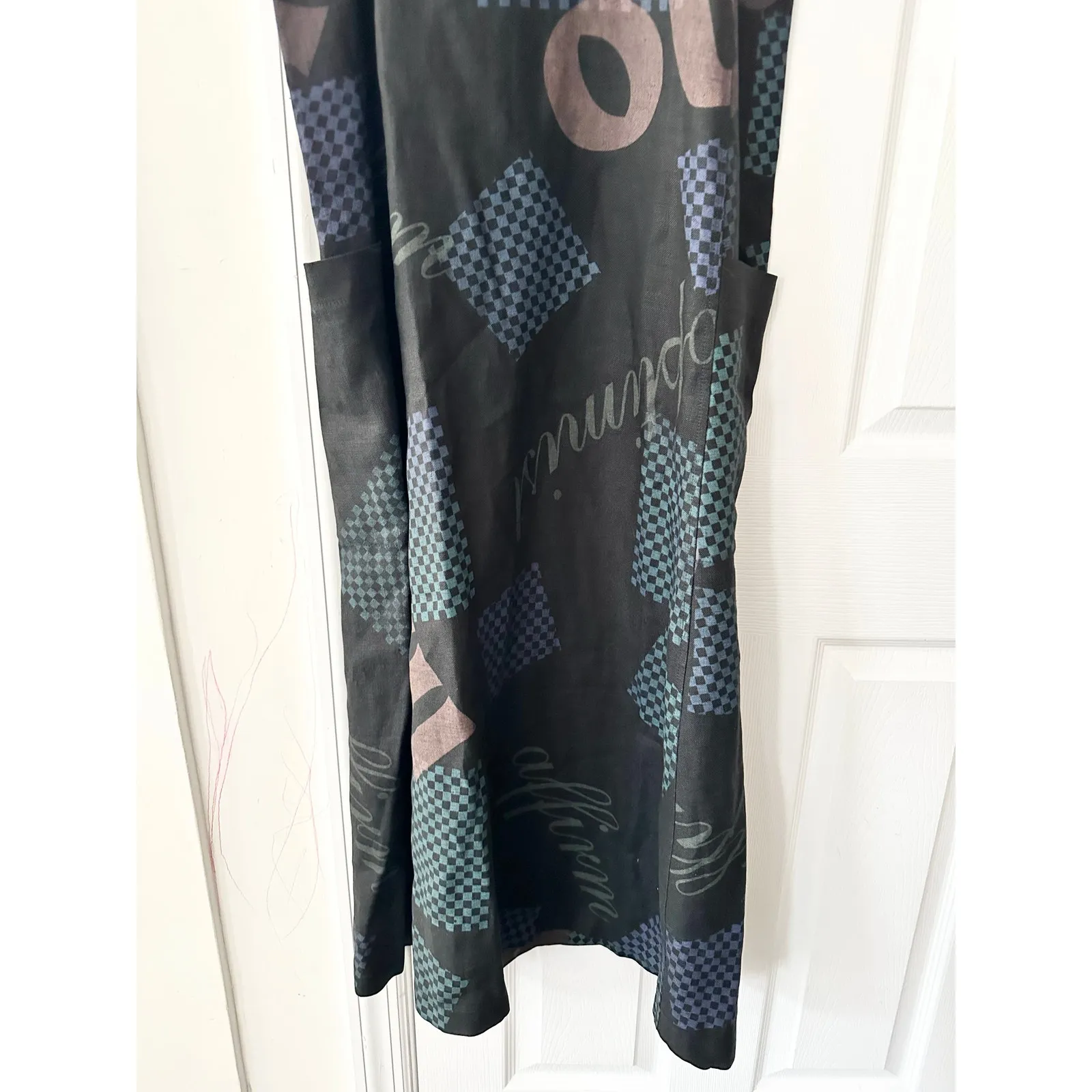 Beppa Vintage Black Linen Art To Wear Long Jumper Overall Dress Jacket Set Small - Image 6