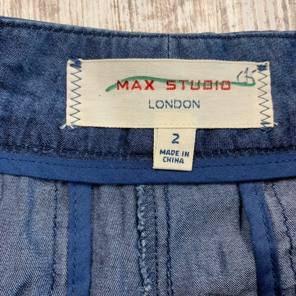 Max Studio  NWT London Indigo Odette Chambray Shorts Size 2 - Image 6
