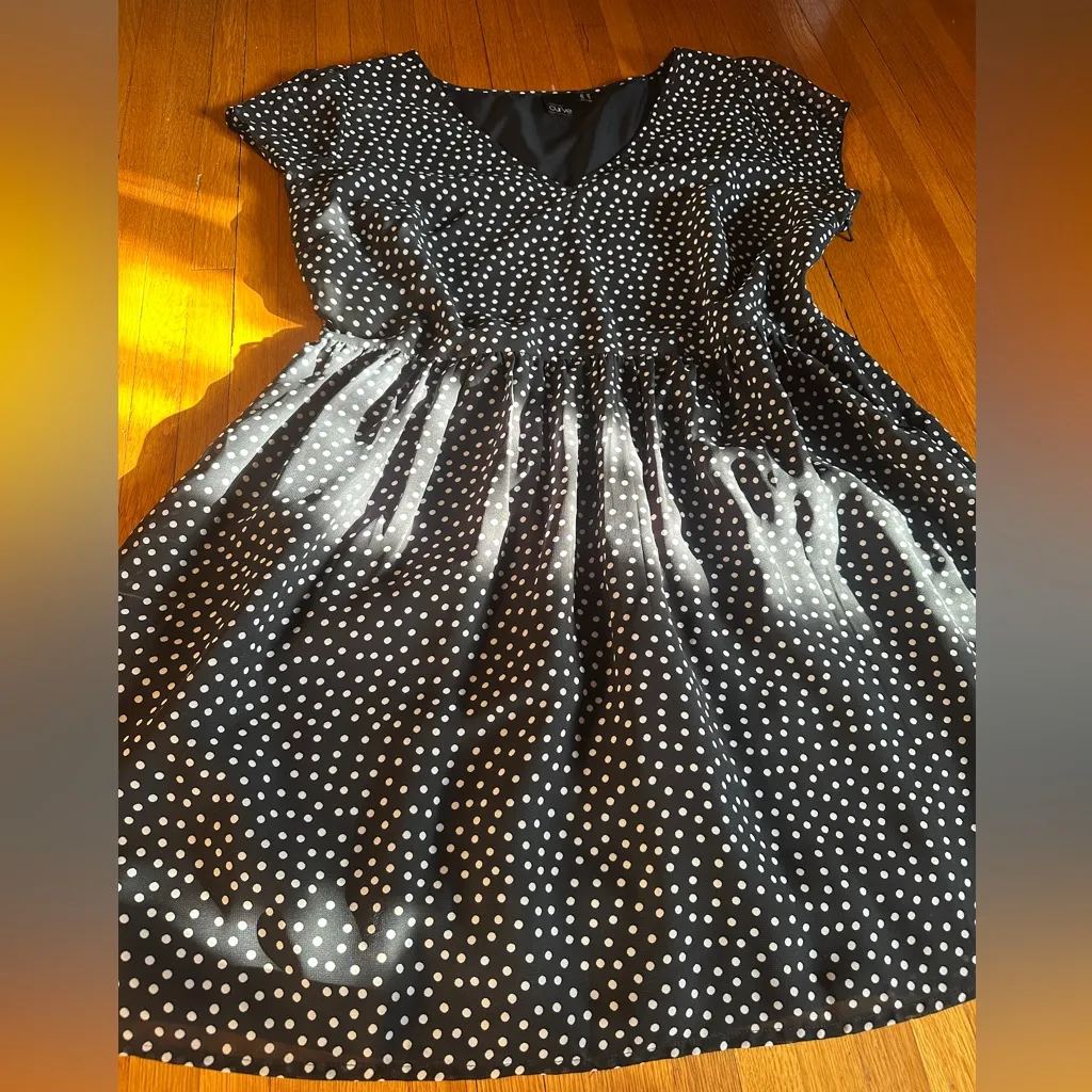 ASOS Curve Twee Black & White Polka Dot Dress, Size 18, NWOT - Image 2