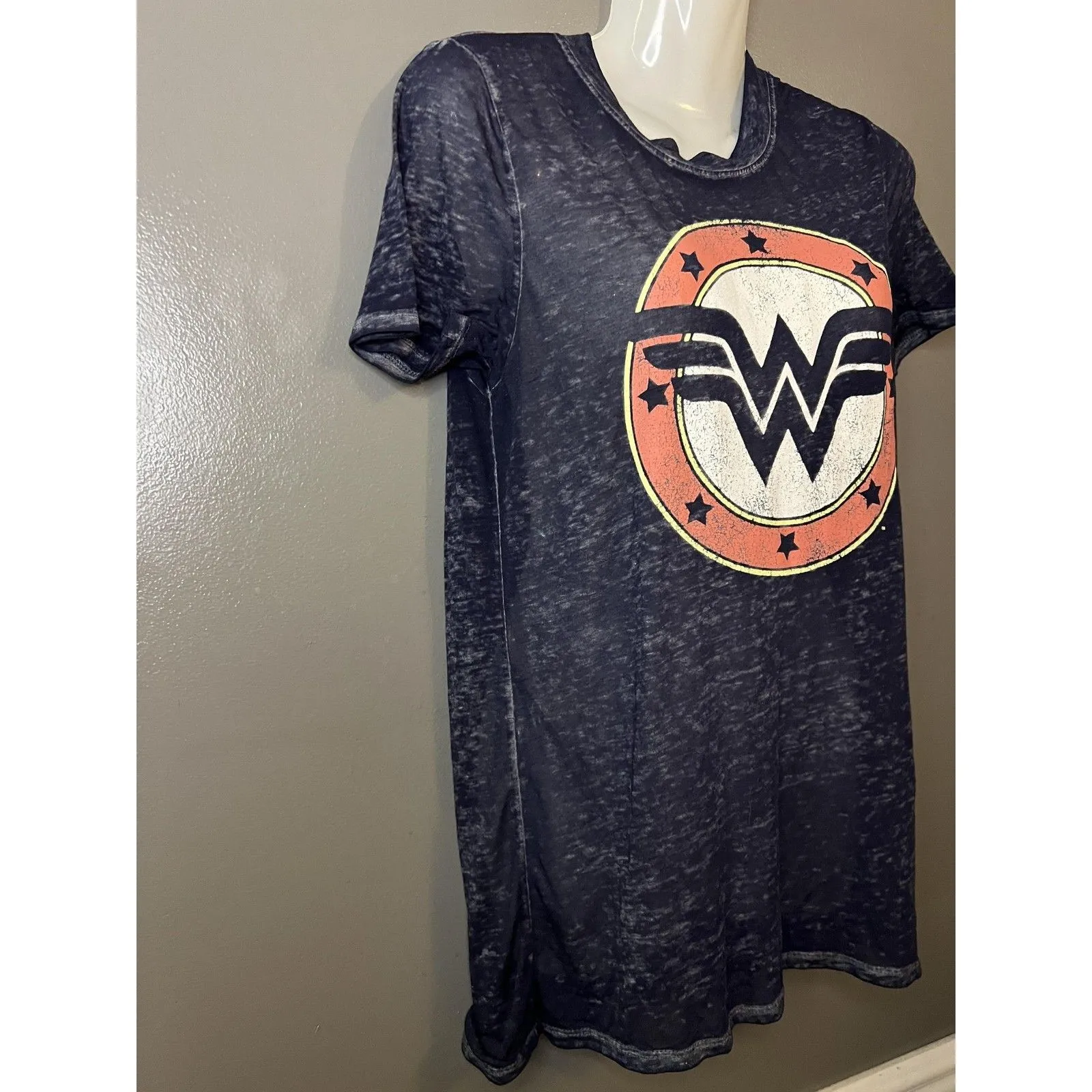 Wonder Woman Shirt Womens XS Navy Blue Burnout Graphic Short Sleeve DC Comics - Image 2
