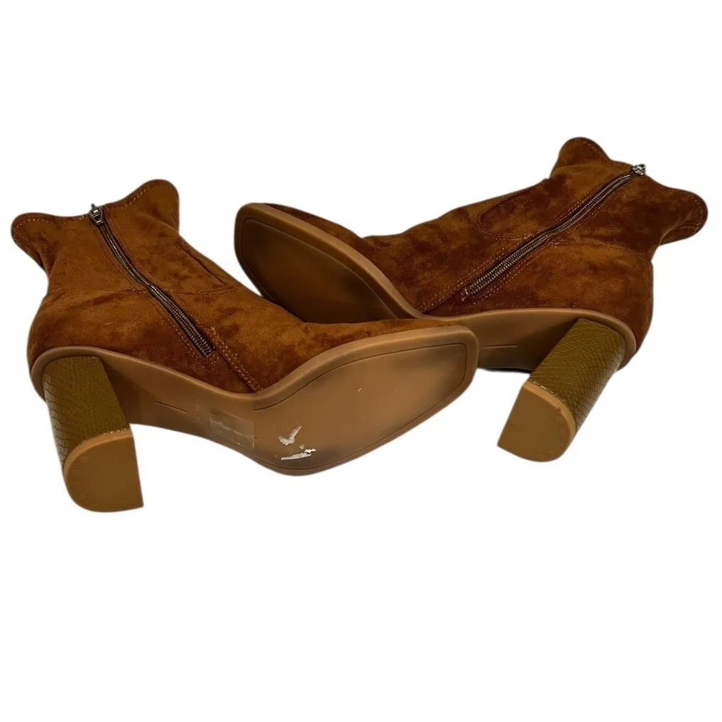 Dolce Vita Bootie Mono Cognac Vegan Suede Ankle Boots Block Heel NWOB 7.5 - Image 5