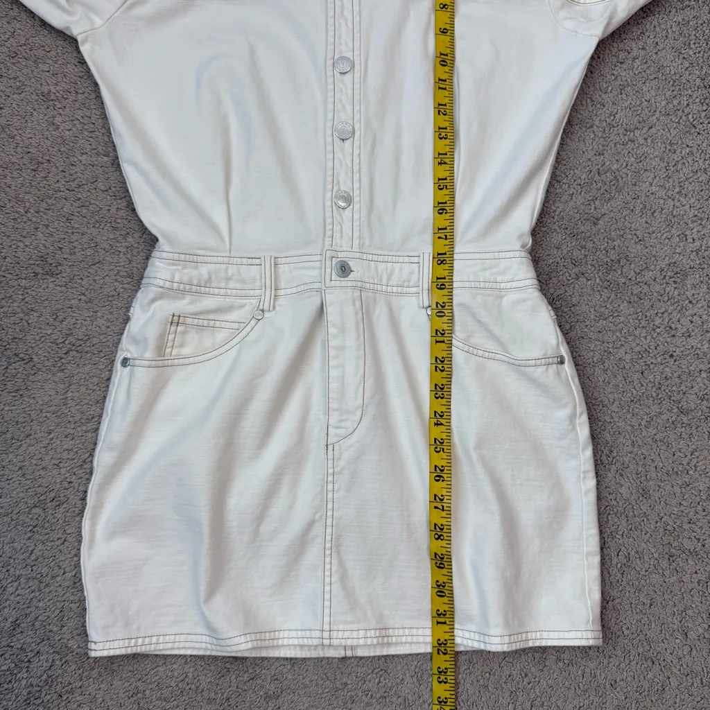 Anthropologie Pilcro Denim Mini Shirt Dress Light Sand S Petite - Image 10