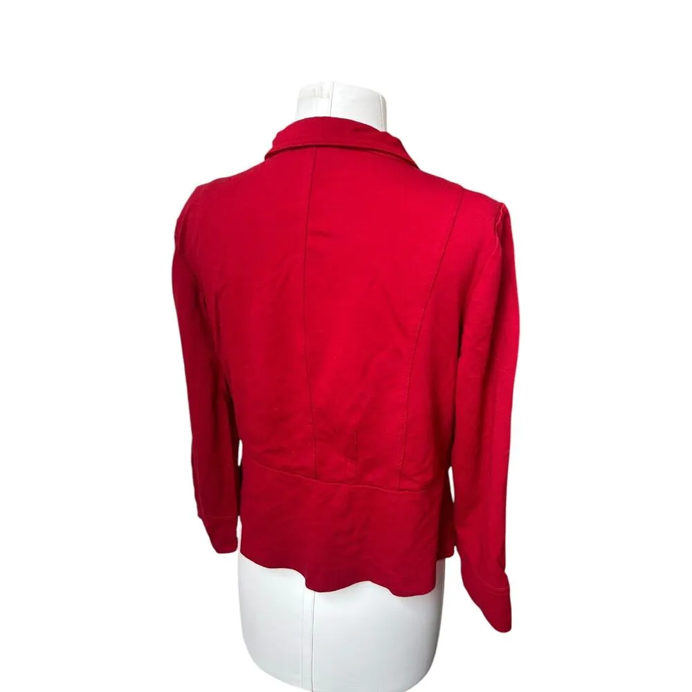 Chico's Women's Red Heavyweight Stretchy Knit Zip-up Jacket sz 1 or US 8 Classic - Image 4