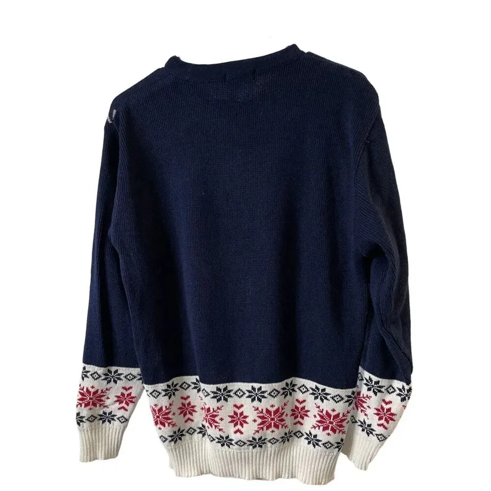 N.C.‎ Collection Ugly Merry Christmas Holiday Sweater Santa Reindeer Medium Knit Red - Image 2