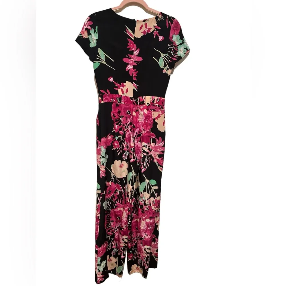 NEW ANTHRO YUMI KIM CINIAS SHORT SLEEVE SILK FLORAL ONE PIECE JUMPSUIT XS - Image 5