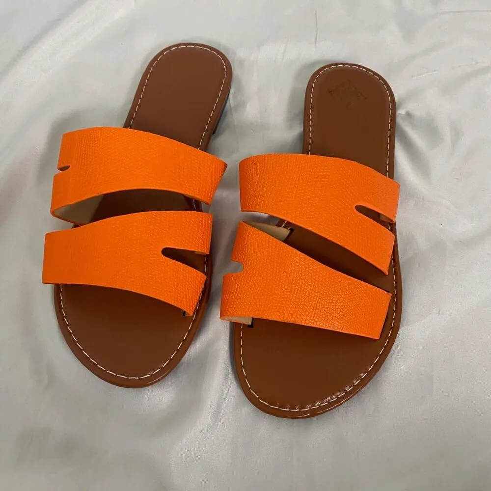 Boho Elegant Orange Brown Criss Cross Strap Sandals EU 40 US 9.5 - Image 4