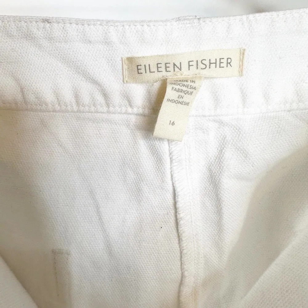 NEW Eileen Fisher Cotton Hemp Tapered Ankle Pants High Rise White Size 16 - Image 5