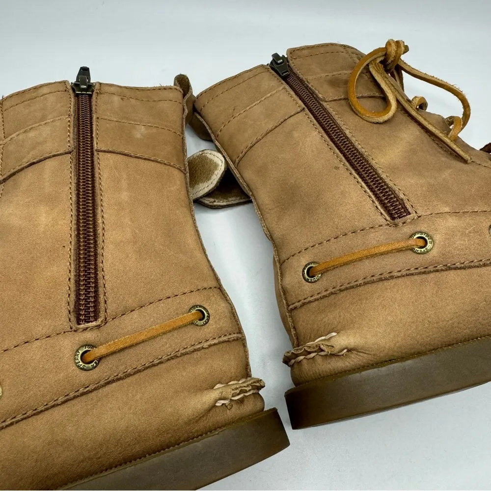 Sperry Top Sider Starpoint Lace Up Boots Size 8.5 Tan Leather - Image 12