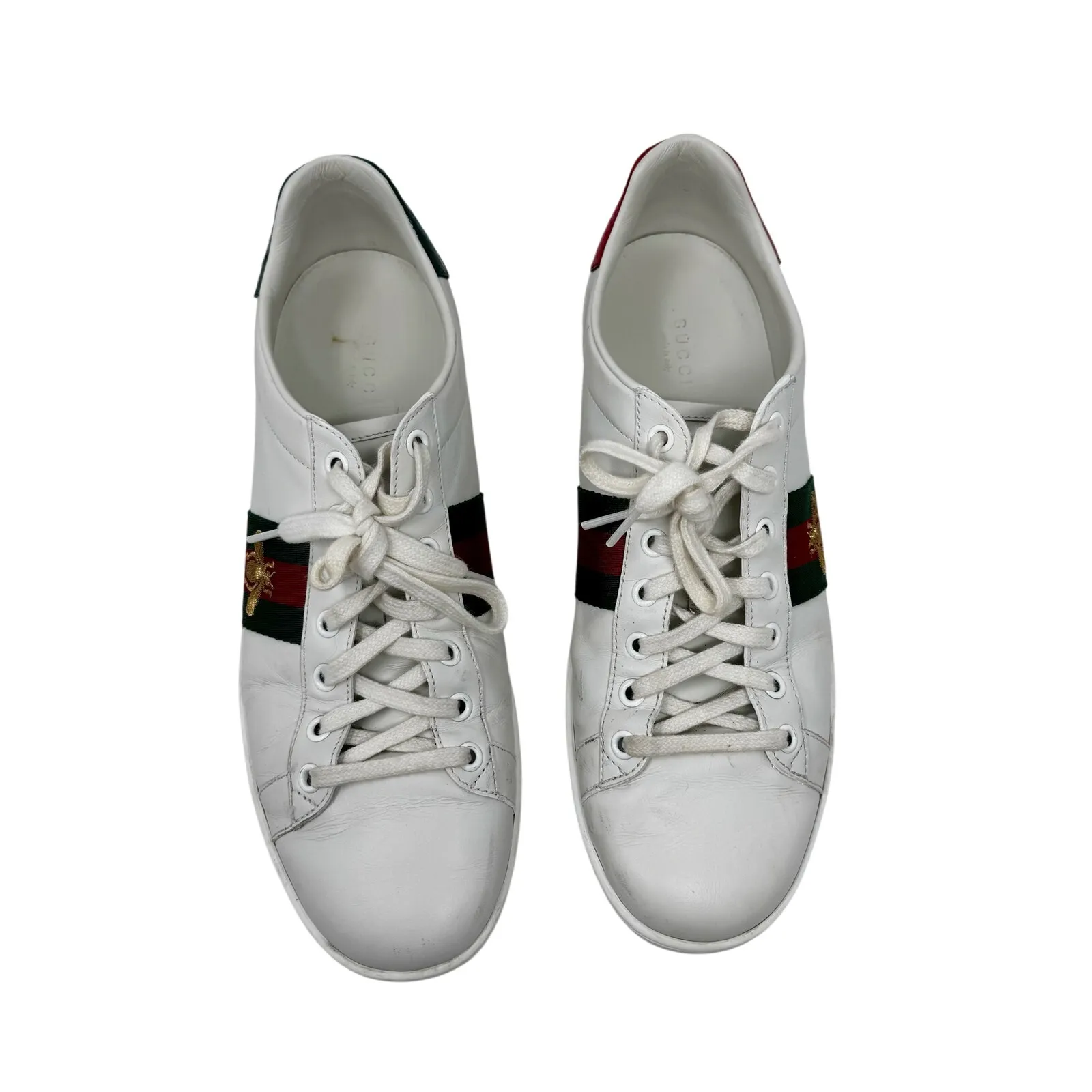 Gucci Ace Bee Sneakers White Leather Low Top EU 41 - Image 3