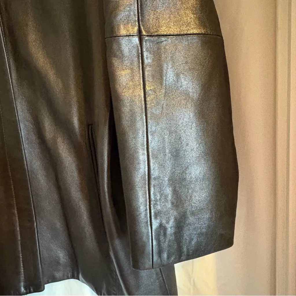 Talbots Leather‎ Jacket Womens Small P Black Buttery Soft Zip Up Lined Bikercore - Image 5