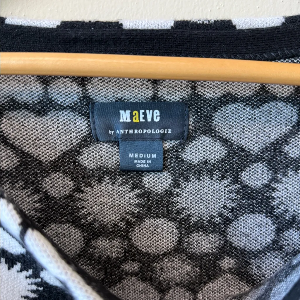 Anthropologie Maeve Boat Neck Black and White Printed Knit Sweater - Image 4