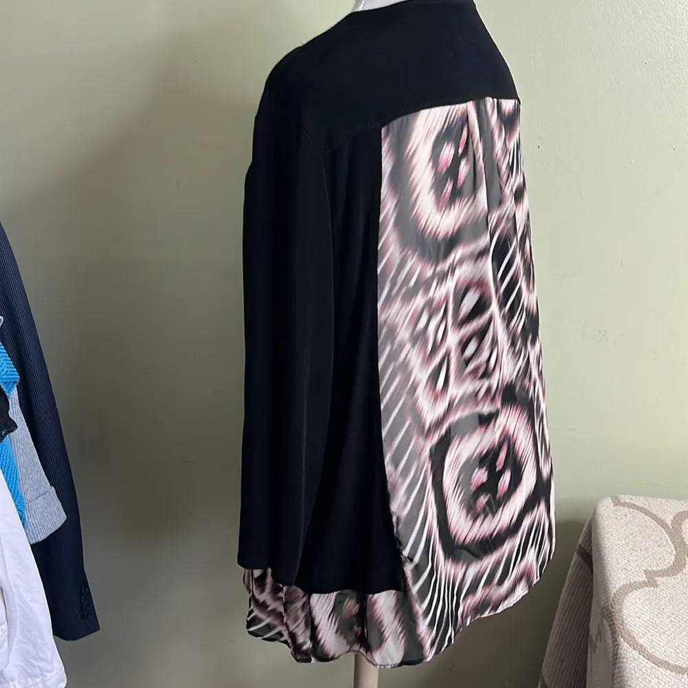 Chico's travelers Hazy Ikat open front 3/4 sleeve cardigan, size extra large - Image 13