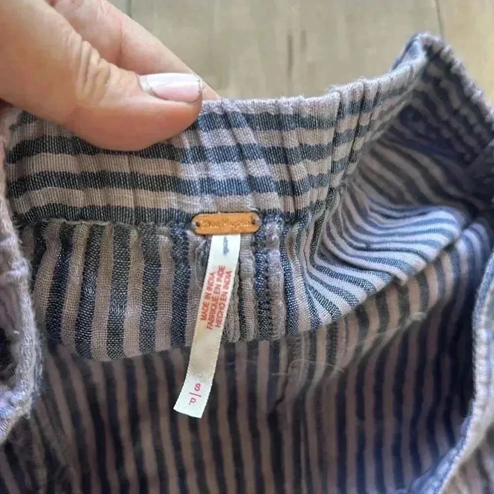 NEW Free People Candace Midi Skirt Linen Blend Summer Stripe Purple Sz S - Image 5