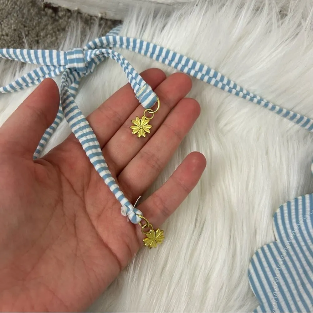 Jessica Simpson Under The Sea Blue Striped Seersucker One Piece Swim Size L - Image 8