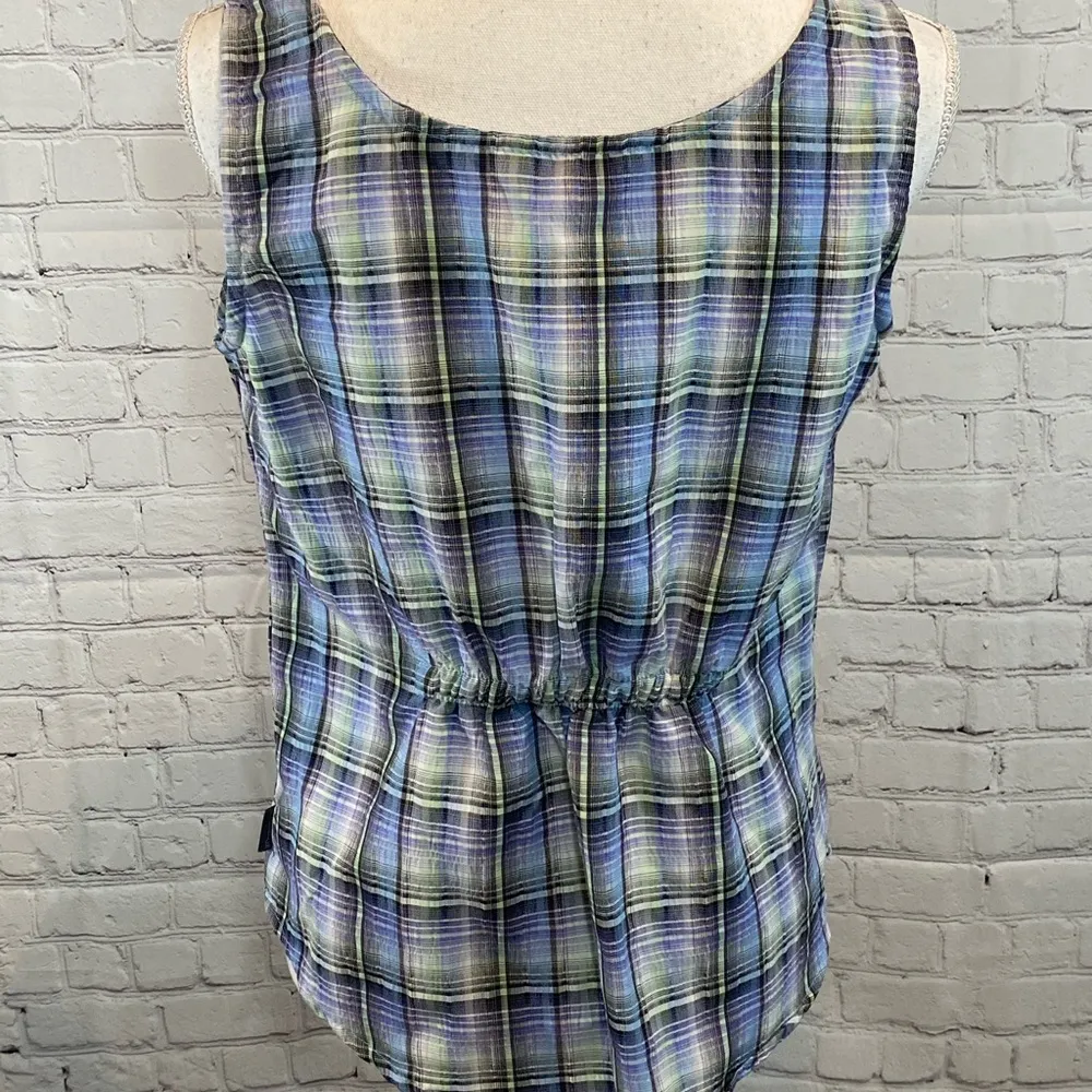 WOOLRICH Tank Top Plaid Blue-Small - Image 3