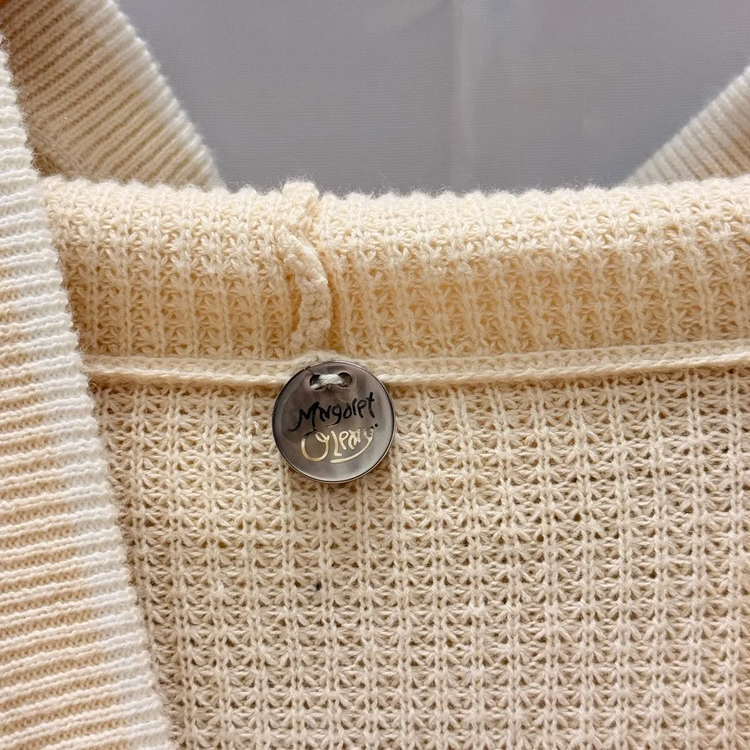 Margaret O'Leary Cream Waffle Organic Cotton Hooded Sweater Fall Warm Lounge‎ - Image 3