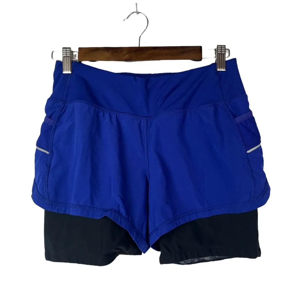 Athleta Ready Set Go 2 in 1 Purple Blue Athletic Shorts XS - Image 2