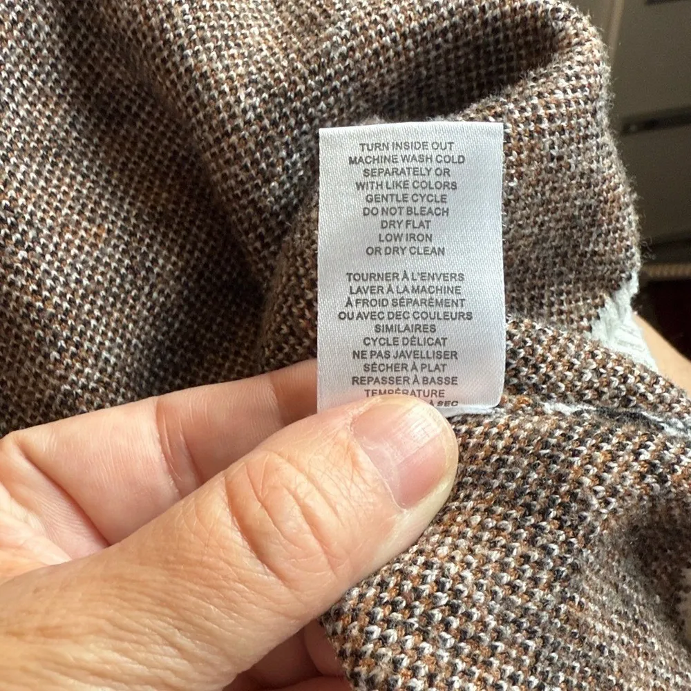 Tahari Leopard Print Crew Neck Sweater Women Cream Brown Black Knit Pullover XS - Image 9