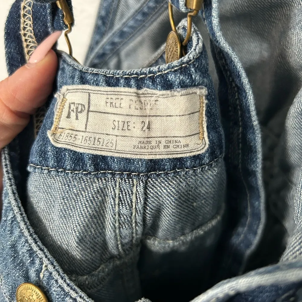 Free People Classic Blue Denim Overalls - Image 4