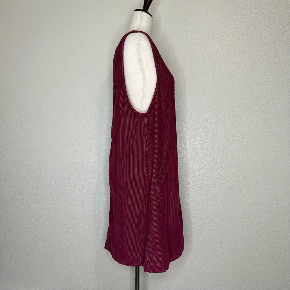 Blue J. 100% Cotton Corduroy Burgundy Button Down Sleeveless Dress Size M - Image 6