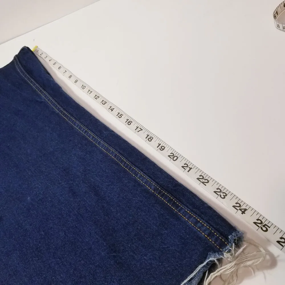 Urban Outfitters BDG Tapered Baggy Dark Wash Frayed Hem Blue Jeans - Image 8