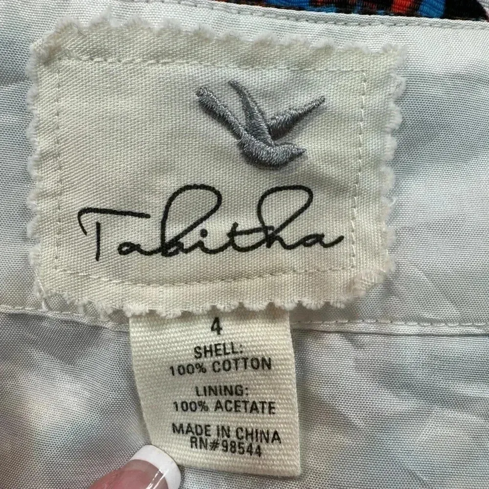 Anthropologie Tabitha Pencil Skirt Size 4 Small Olmeda Blue Orange Mosaic Print - Image 6