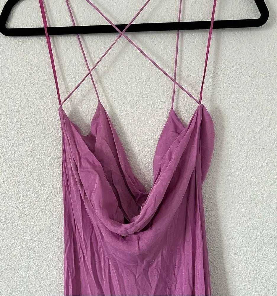 SATIN LINGERIE STYLE DRESS bloggers favorite cowl neck midi dress sz M - Image 5