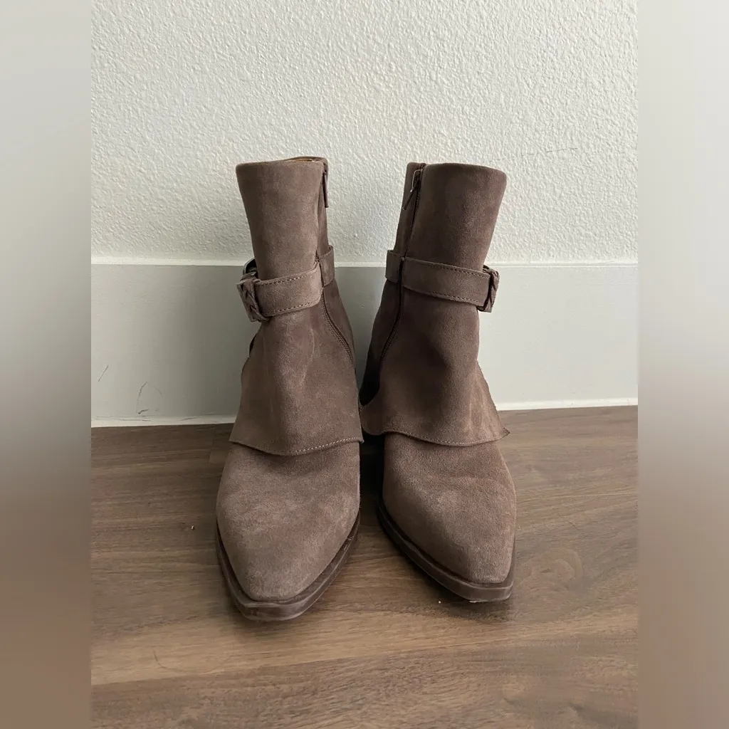 Crown Vintage Brown Suede Braydon Foldover Bootie Buckle Details Women's Sz 6.5 - Image 8