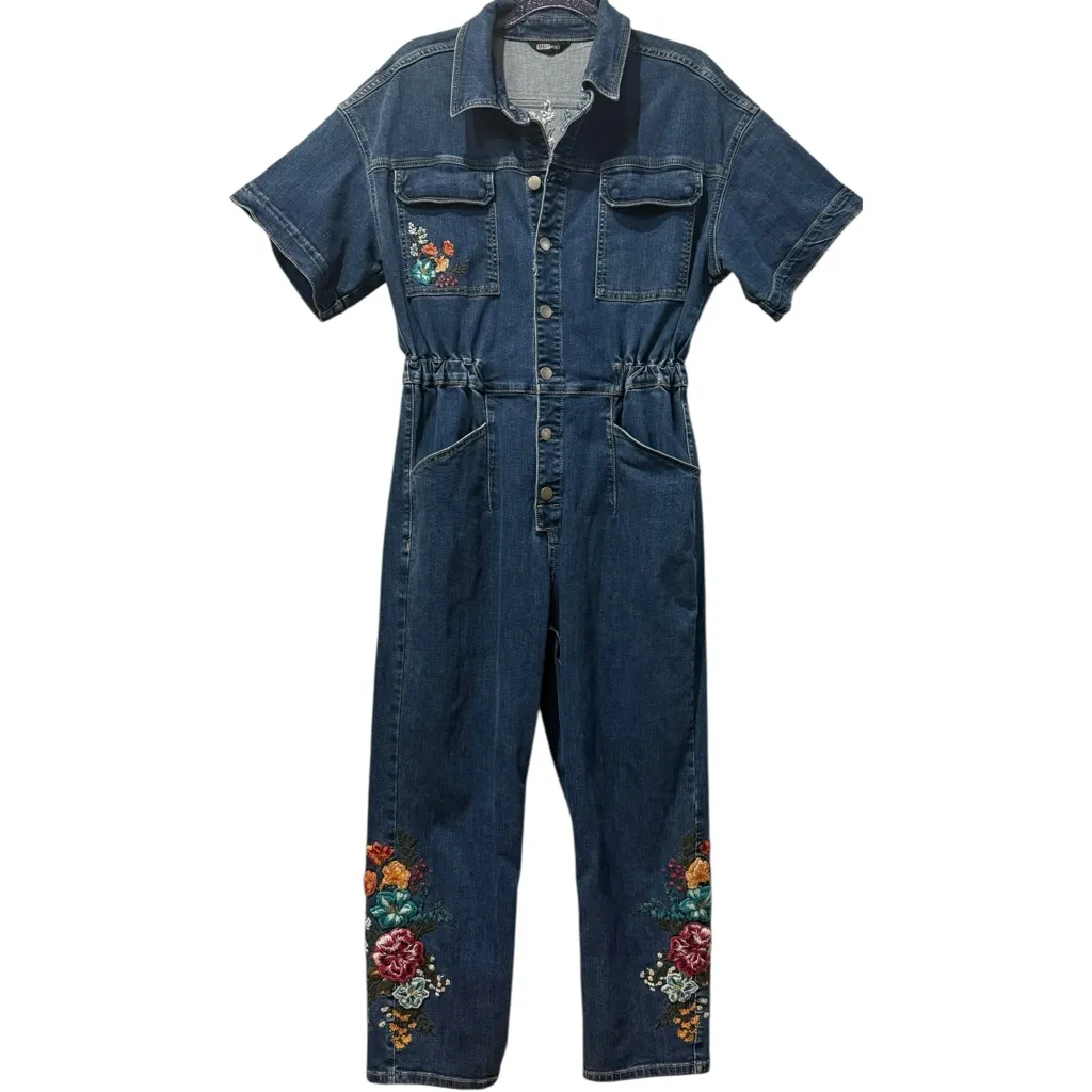 Driftwood x Free People | Randi‎ Floral Embroidered Denim Jumpsuit Medium $228 - Image 3