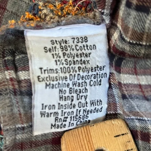 Johnny Was 3J Workshop Plaid Pearl Snap Up Tunic Western Floral Embroidered Boho - Image 10