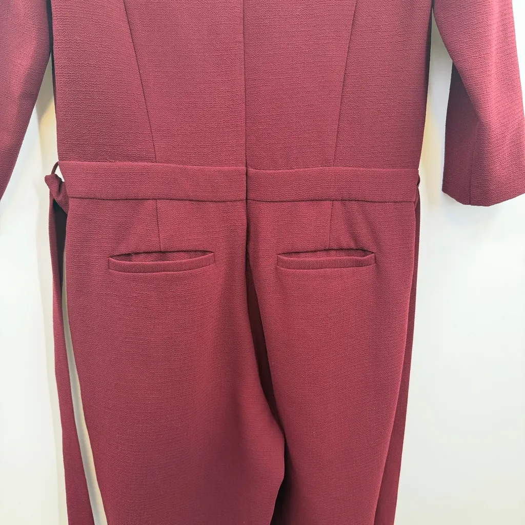 Madewell Sloan Jumpsuit Dark Cabernet jumper size 2 crepe belted romper cropped - Image 7