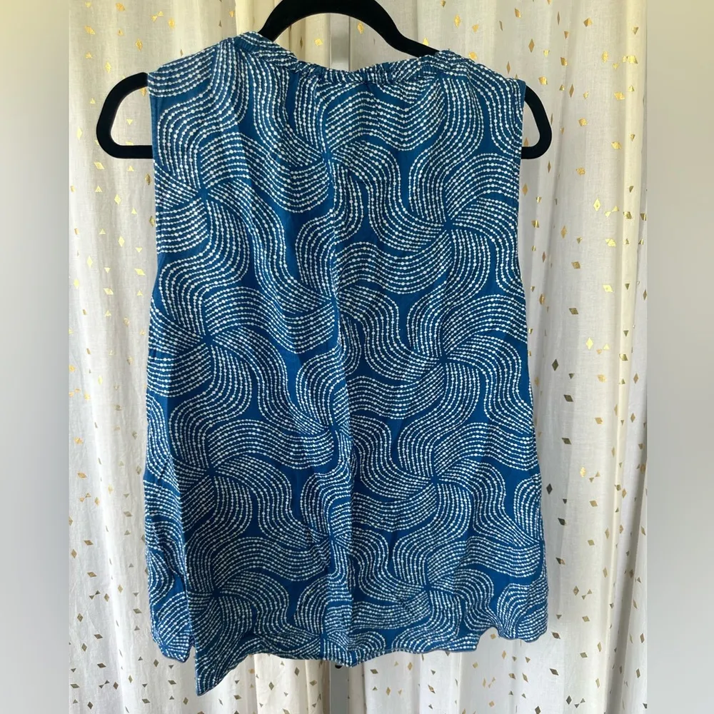 Escapada Swirly Dot Design Ruched Drawstring Neckline With Beaded Tassel Ties M - Image 3