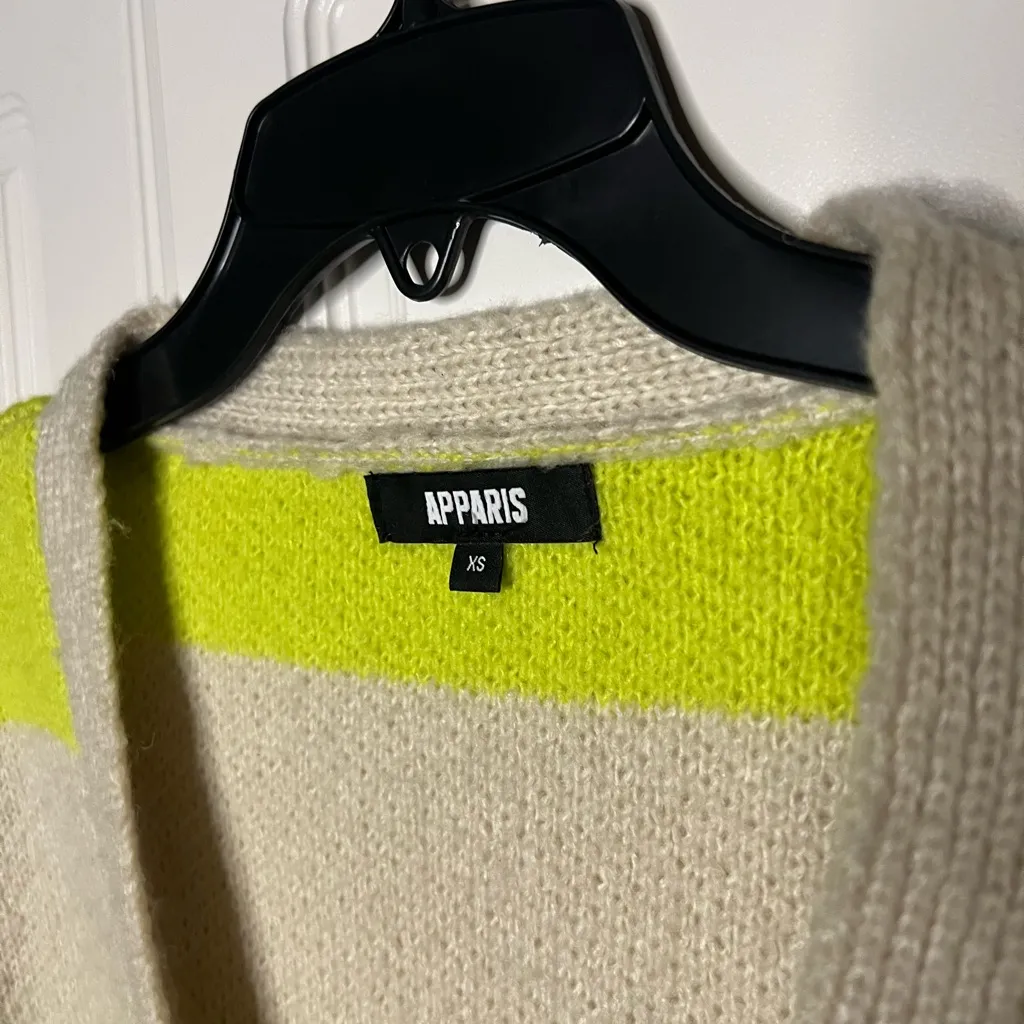 Apparis Marcella Re Knit Kiwi Stripe Cardigan Sweater Green Size XS - Image 9