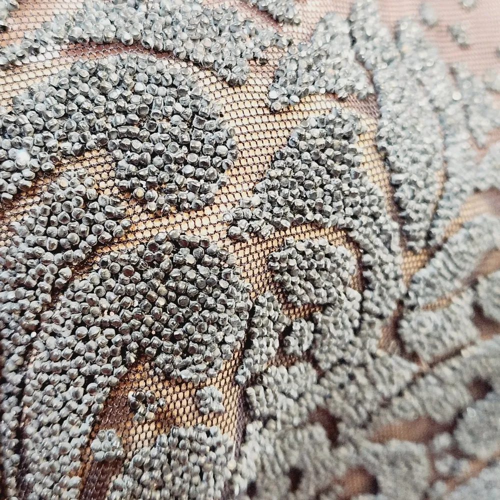 Tadashi Shoji Vintage Beaded Bodycon Black Evening Gown Long Sheet Sleeves - Image 6