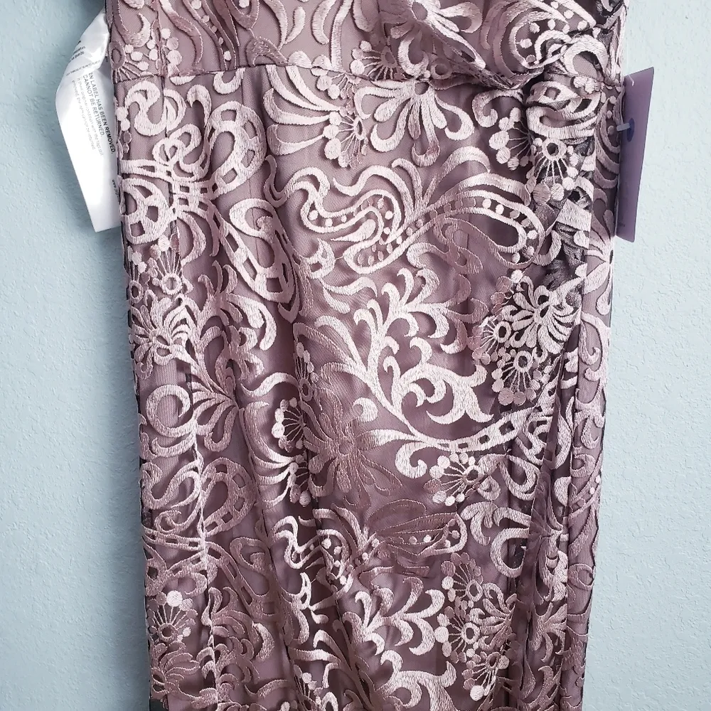 JS Collections Embroidered Mesh Flutter Sleeve Elegant Lace Evening Gown - Image 4