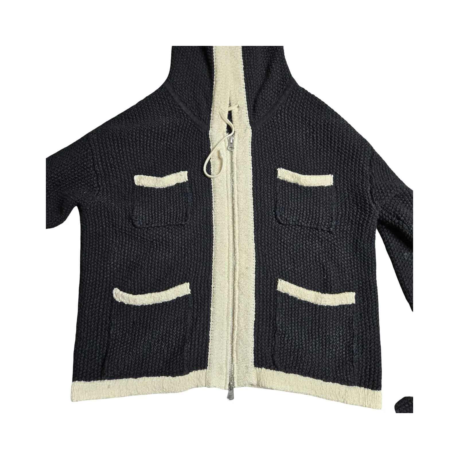 Anthropologie Maeve Hariett Knit Zip-Front Black Cardigan Sweater Size: XS - Image 3