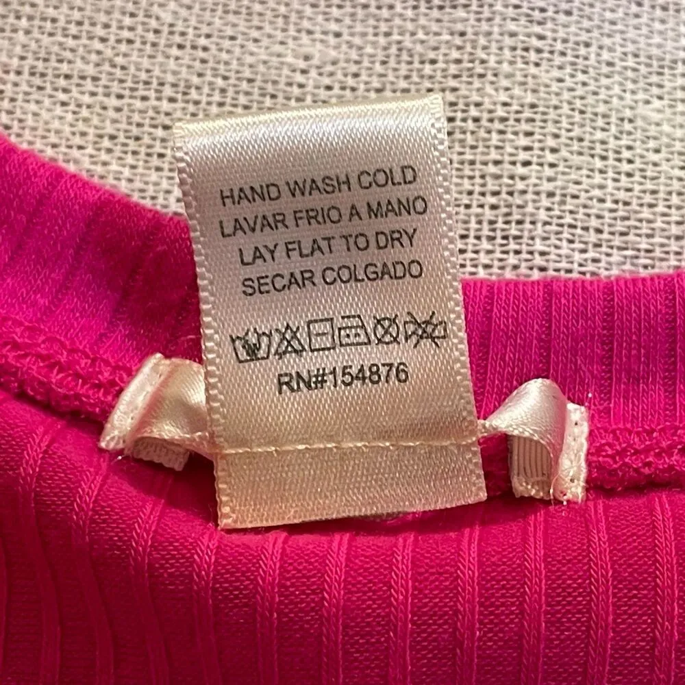 Bozzolo  | Pink Ribbed Crewneck Cropped Tee | Large - Image 4