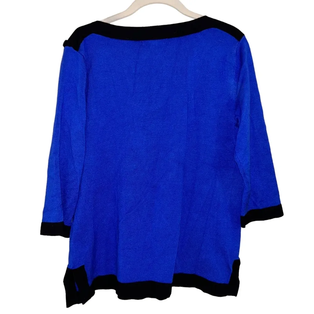 Royal Blue & Black Sweater Spense Women’s Size Petite Large Button Detail Top! - Image 2