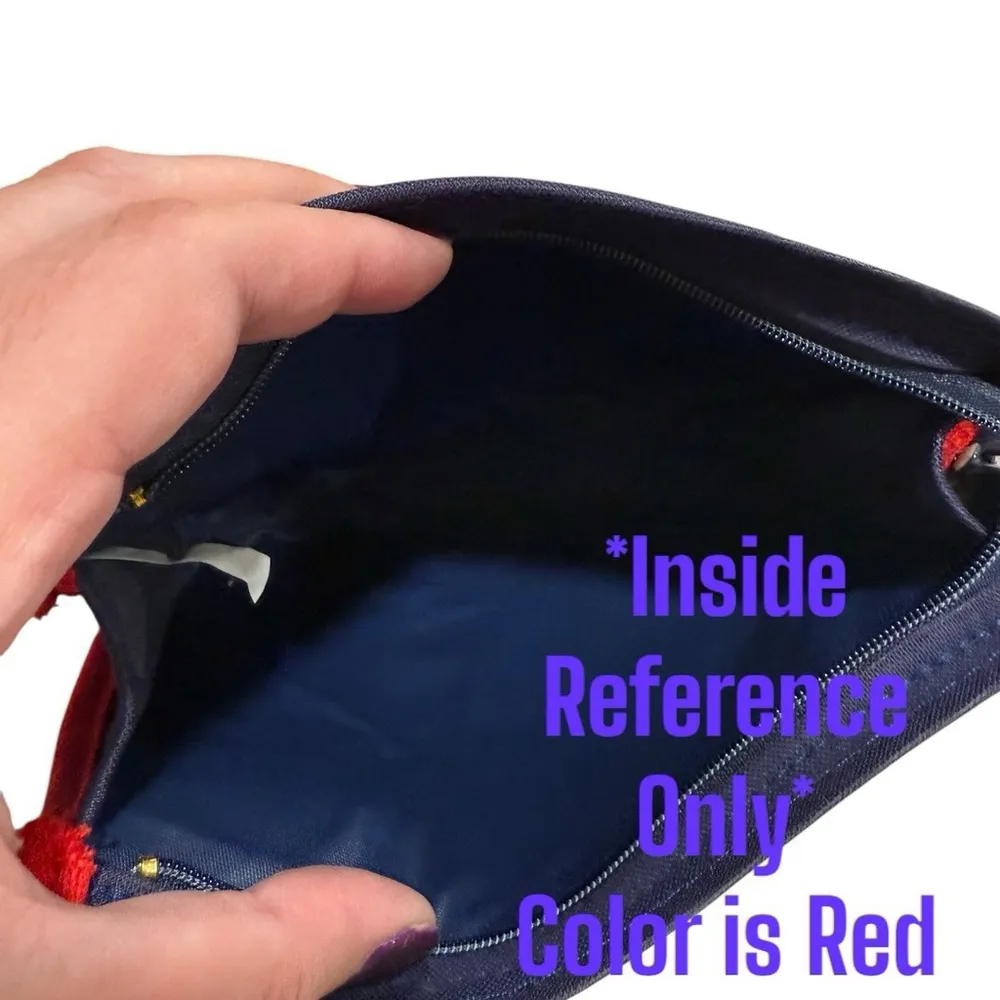 NEW Vintage Disney Pretty Minnie Mouse Red Canvas Wristlet Purse Bag Floral - Image 4