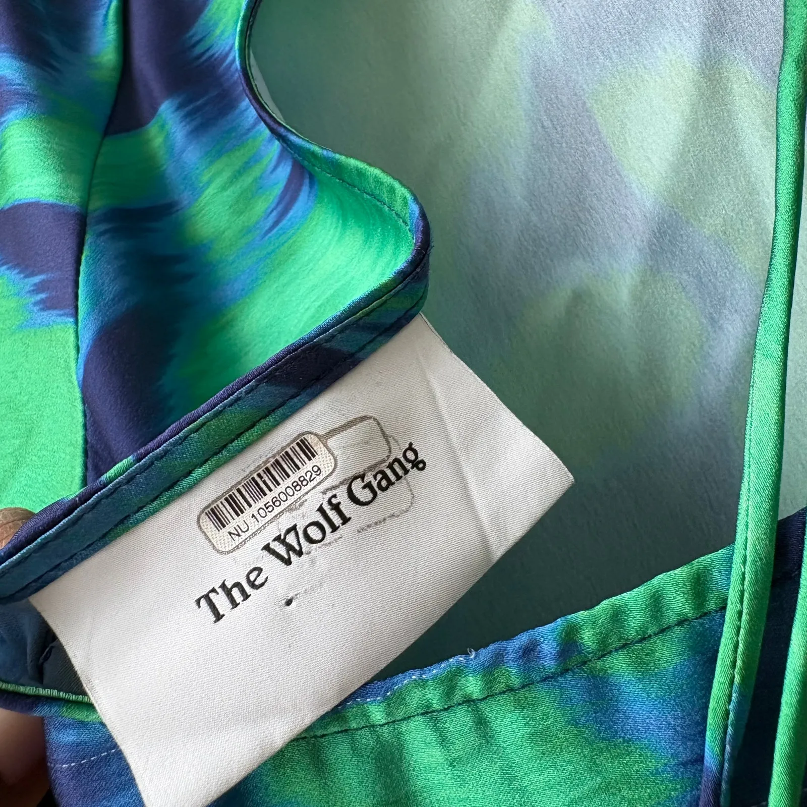 The Wolf Gang Dress Calypso Green Blue Abstract Long Sleeve Maxi Dress Size M Size M - Image 8