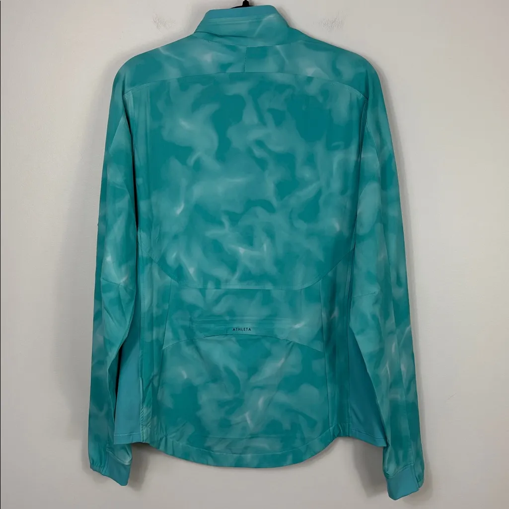 Athleta Run With It Printed Jacket Size Medium Tall Turquoise Teal Tie Dye - Image 9