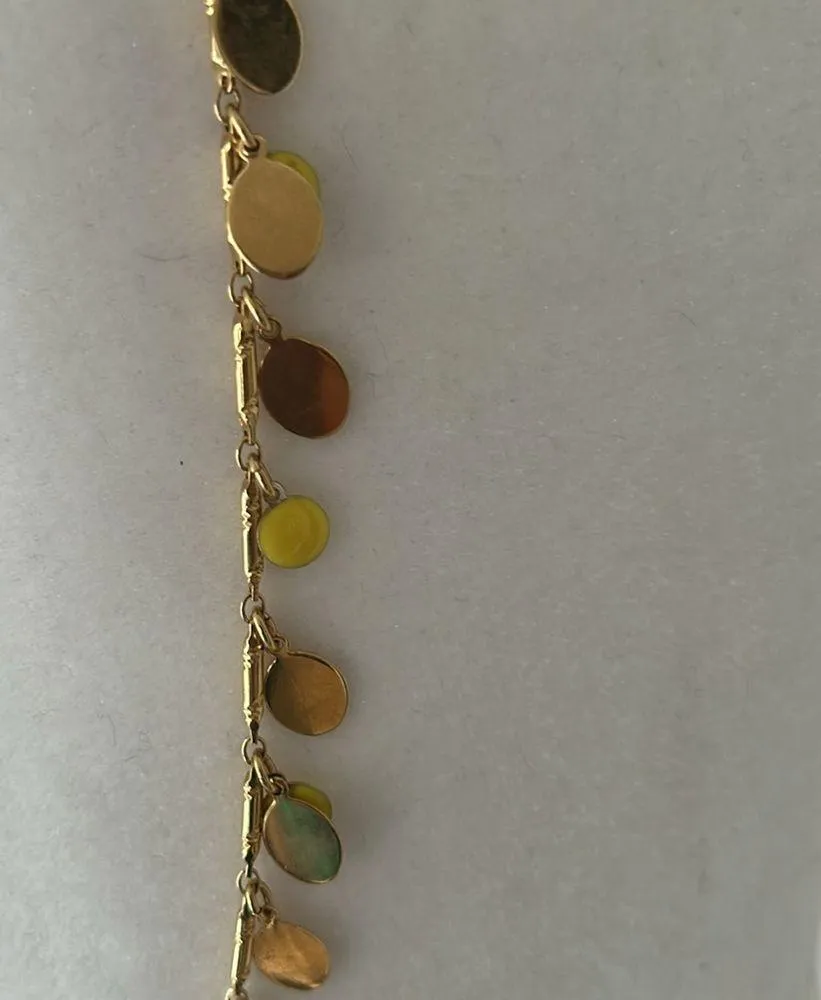 J. Crew Yellow Enamel/Gold Tone Metal Disc Necklace - Image 2